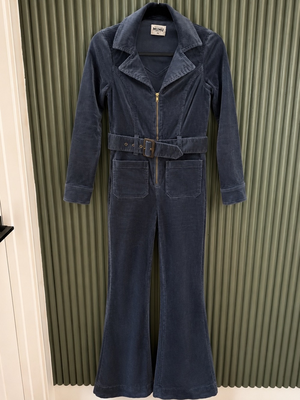 Show Me Your Mumu Navy Corduroy Belted Jumpsuit